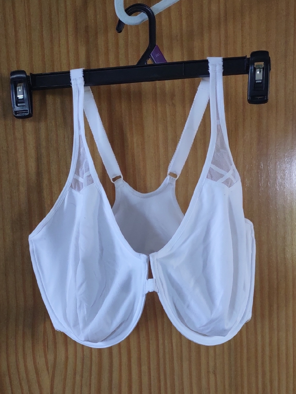Delmira 40F Everyday White Unlined Support Bra with Mesh Accents